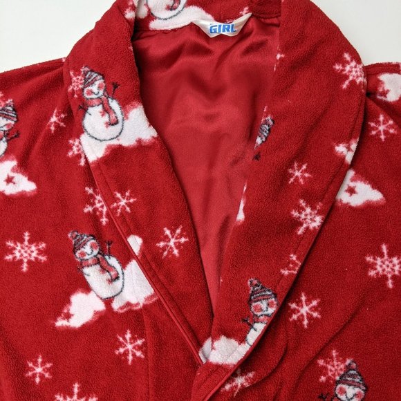 LaSenza Girl Red Christmas Bathrobe with Snowman and Snowflakes Medium - Picture 9 of 17